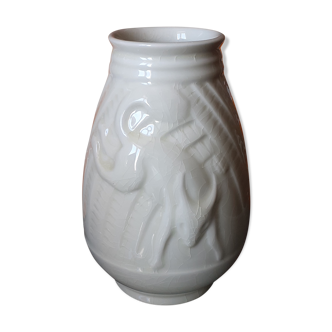 Vase Catteau earthenware cream with squirrels