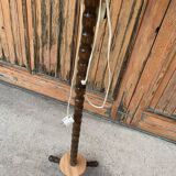 Mid-century coral and wood floor lamp - coral fabric shade from the 1950s.