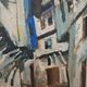 Modernist oil on canvas "Ohrid" by Aleksandar Jeremic Cibe, 1959
