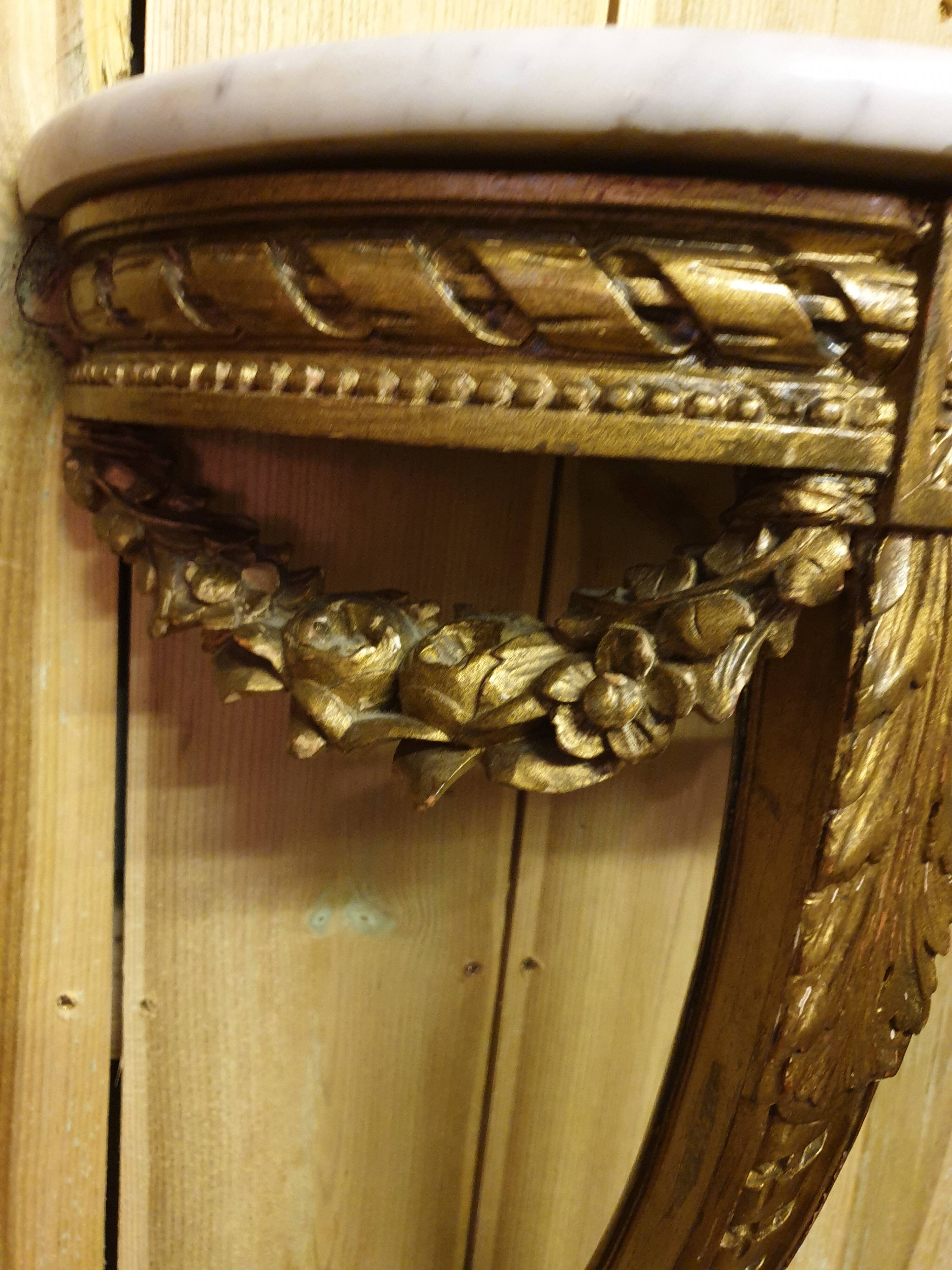 Wall console gilded wood and marble