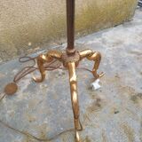 Floor lamp gilded bronze base lampshade fabrics