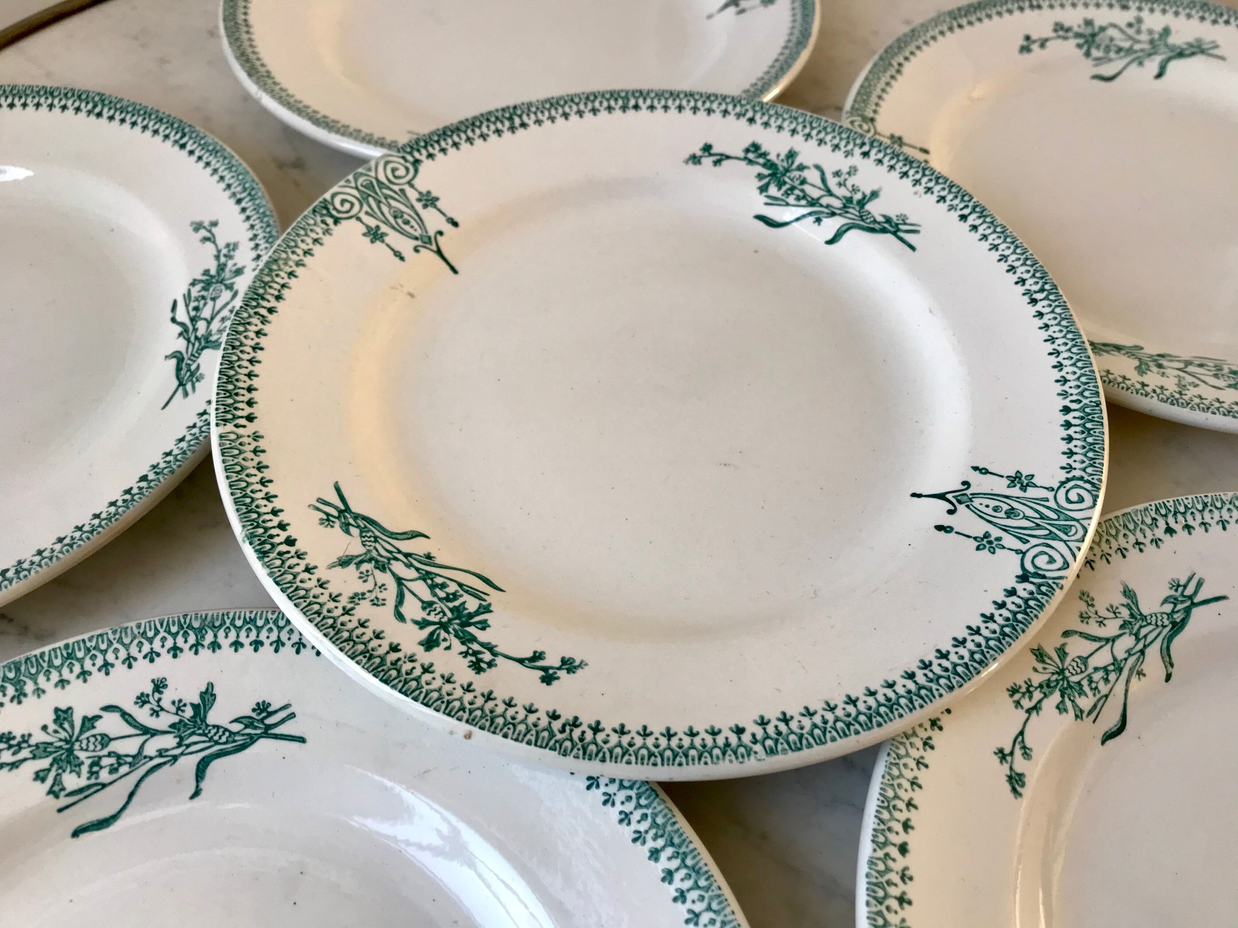 6 Terre de Fer Saint-Amand dessert plates late nineteenth