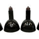 Set of 4 Industrial Bauhaus Black Enamel Pendant Lamps, 1960s