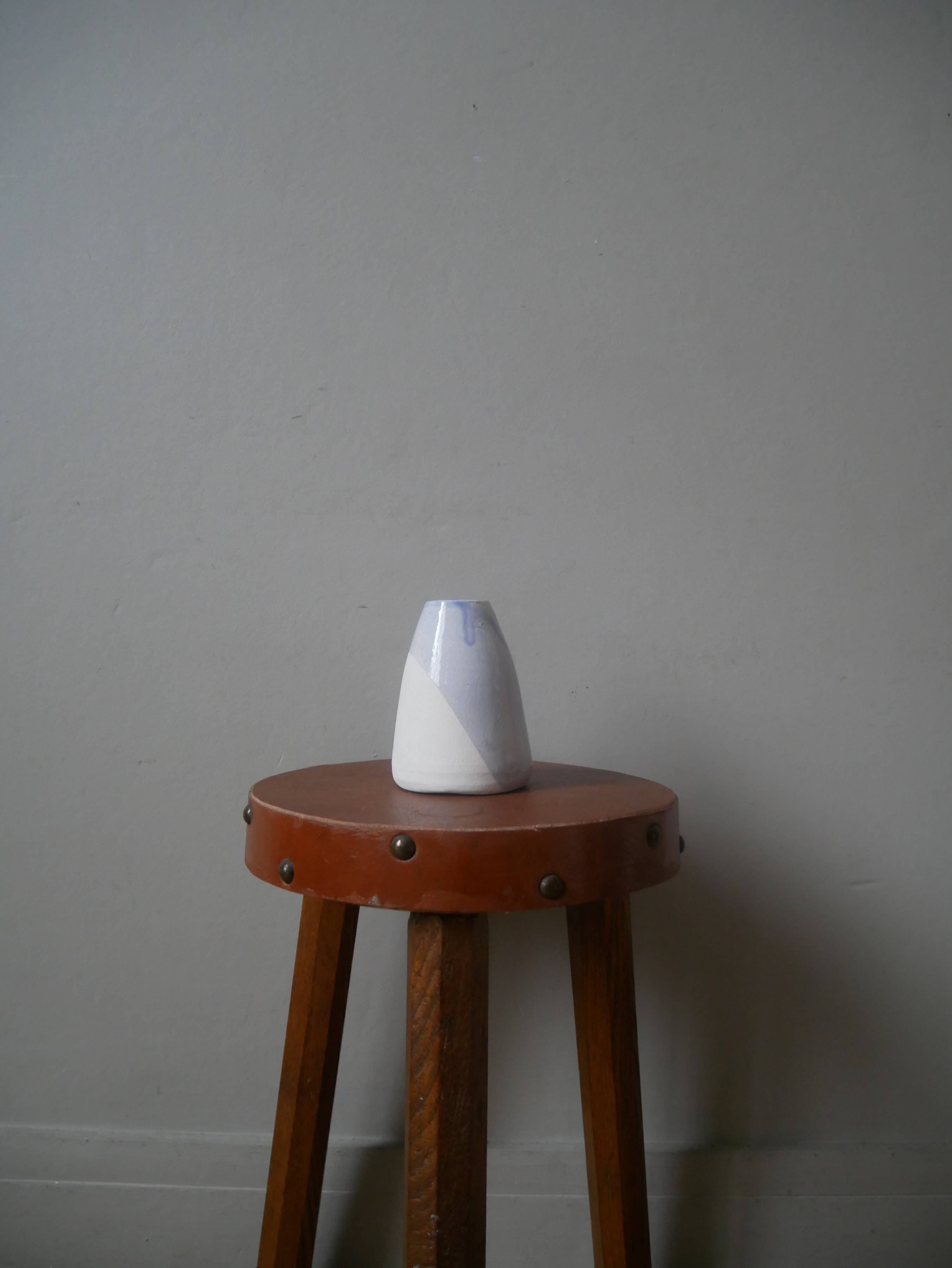 contemporary design enameled ceramic soliflore vase, handcrafted