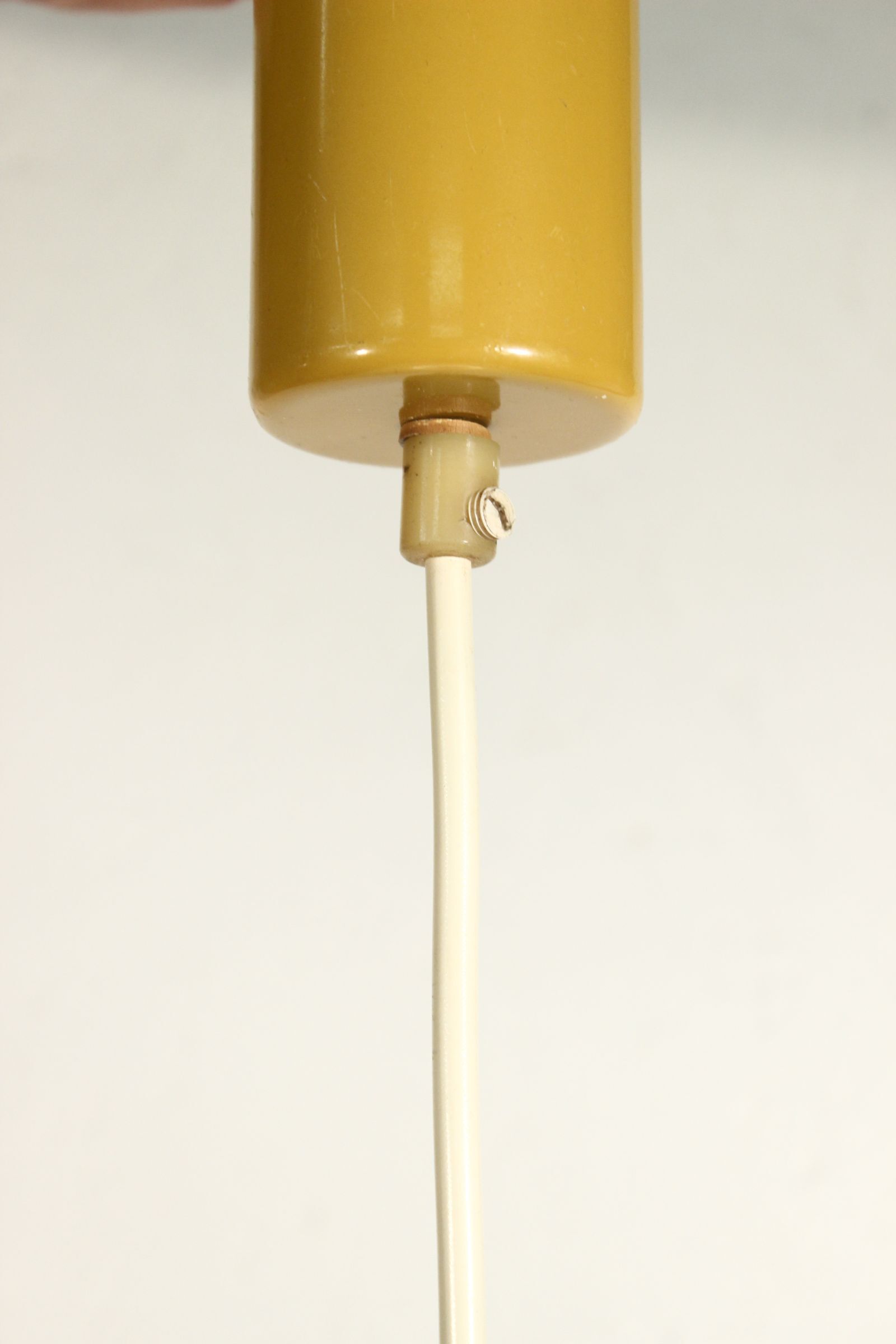 Delmas pendant lamp France 60s openwork yellow sheet & opaline
