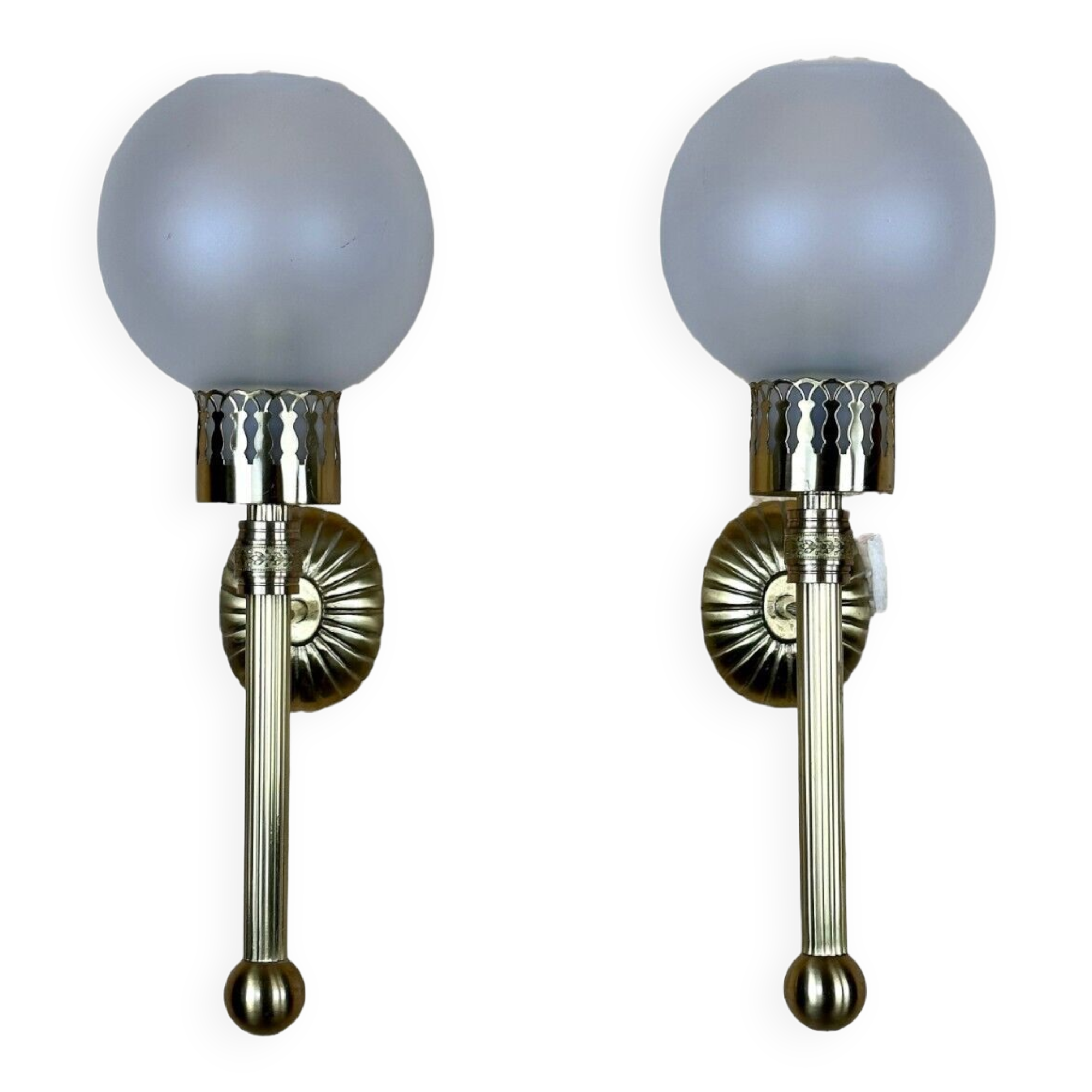 2x 60s 70s lamp light wall lamp glass & brass space age design