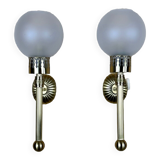 2x 6appliques murales en verre et laiton space age design