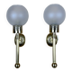 2x 60s 70s lamp light wall lamp glass & brass space age design