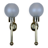 2x 6appliques murales en verre et laiton space age design