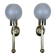 2x 60s 70s lamp light wall lamp glass & brass space age design