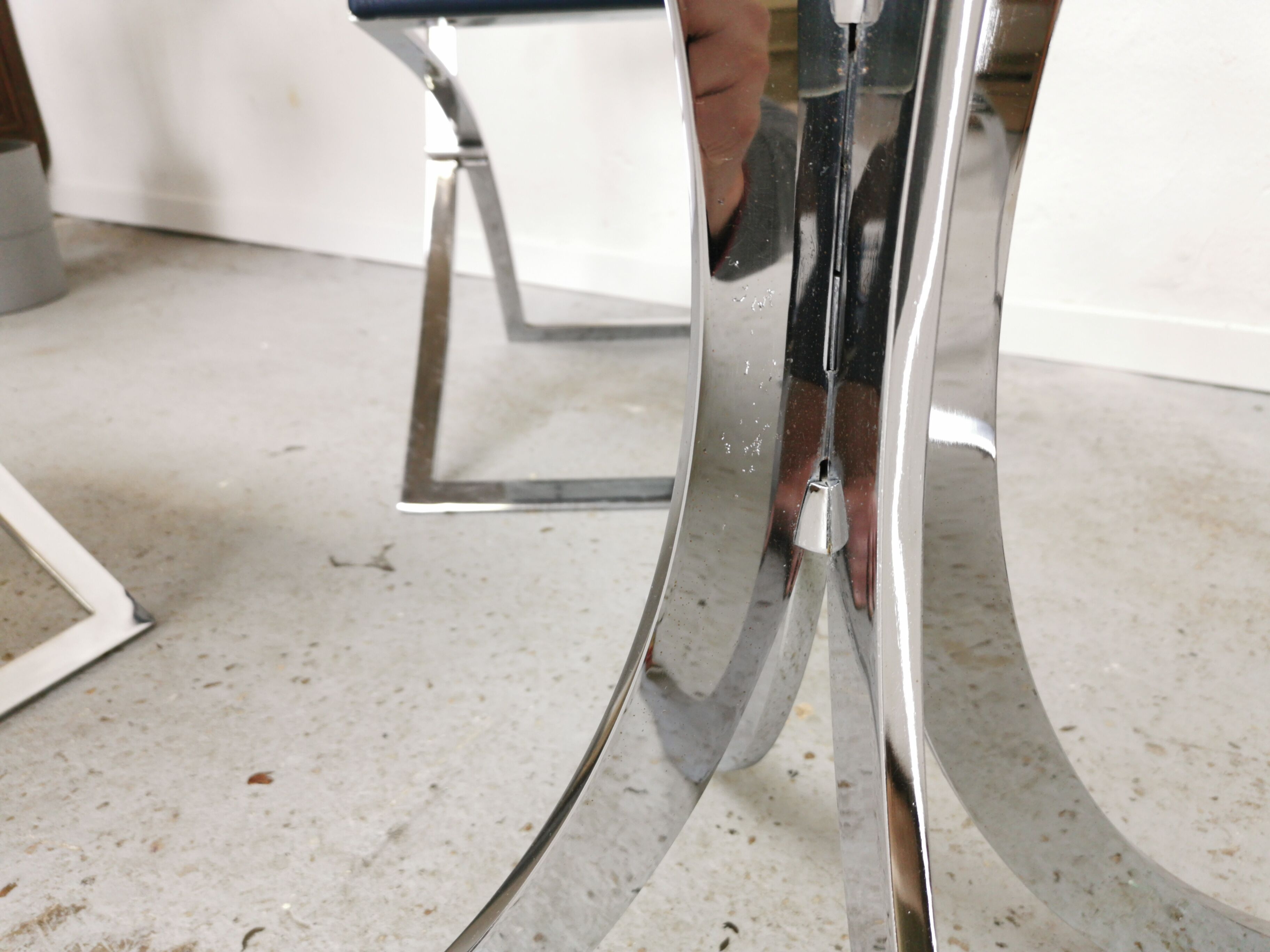 Table vintage verre et chrome 1970