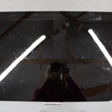 Art Deco walnut nightstand with black opaxite glass, Czechoslovakia 1930s