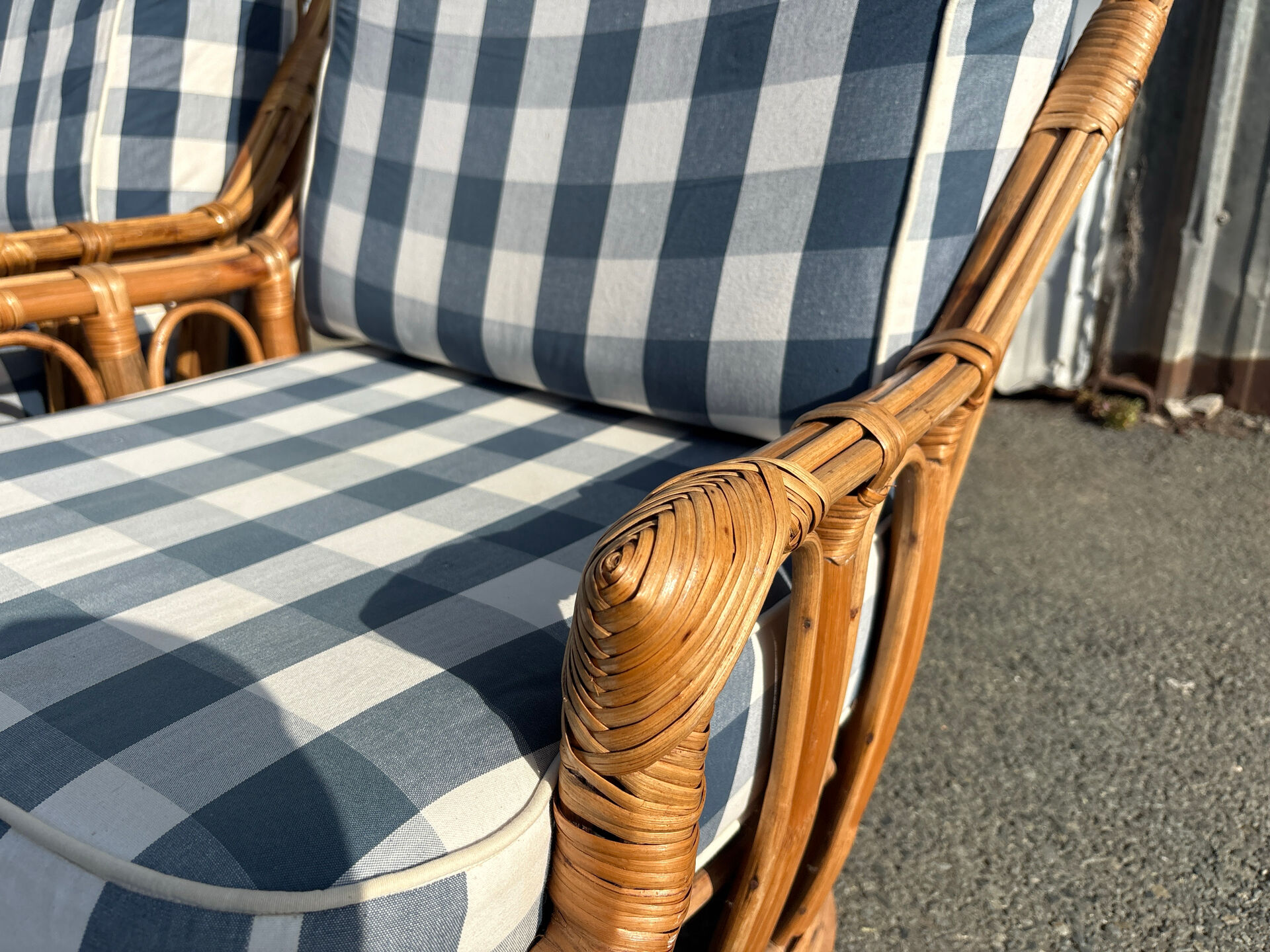 Vintage rattan lounge – sofa and two armchairs – 1960s/70s