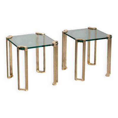 Tables d'appoint T24 en laiton brillant de Peter Ghyczy, années 1970 (40x40x45)