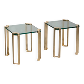 Tables d'appoint T24 en laiton brillant de Peter Ghyczy, années 1970 (40x40x45)