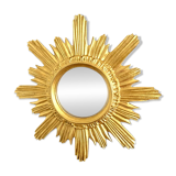Golden carved wooden sun mirror — 42 cm