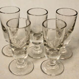 Set Of 5 Glasses with Old Absinthe And 2 Spoons with Absinthe