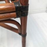 Rattan armchair with its footrest 70s