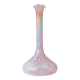 Pastel Pink Colors Polychrome Murano Glass Flower Vase, Italy