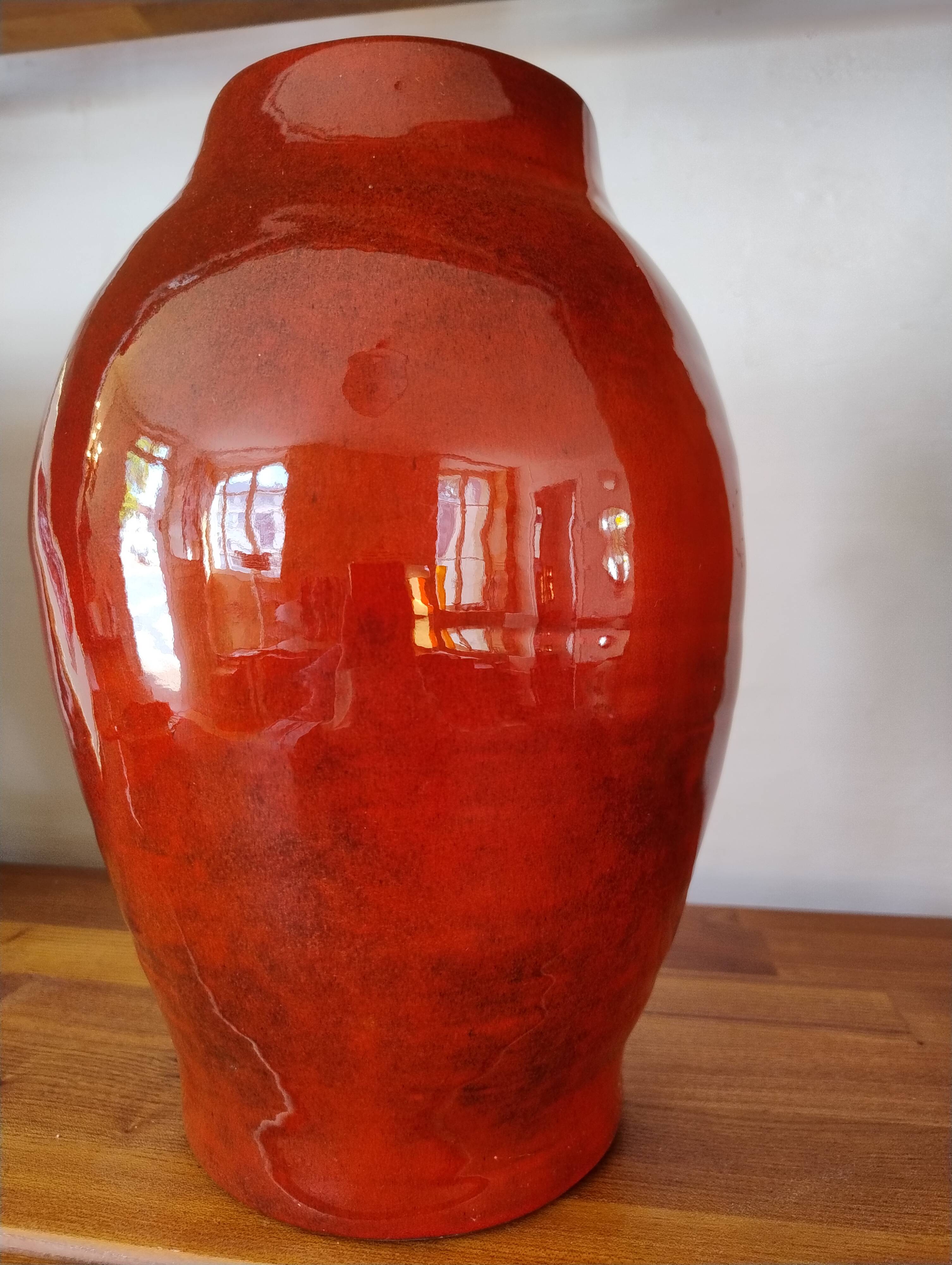 Large red jug or vase by Max Idlas