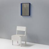 Blue Coloured and Mirrored Glass Wall Mirror, Italy, 1960s