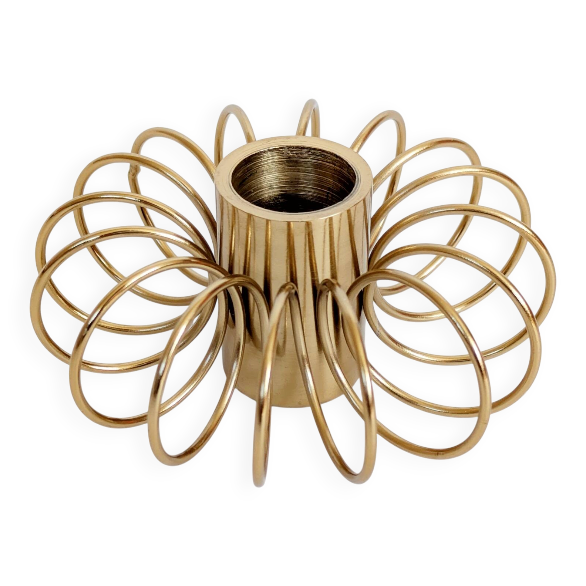 Vintage Brass Spiral Candle Holder Minimalist Midcentury Design