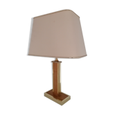 Lampe vintage décor bois et métal doré