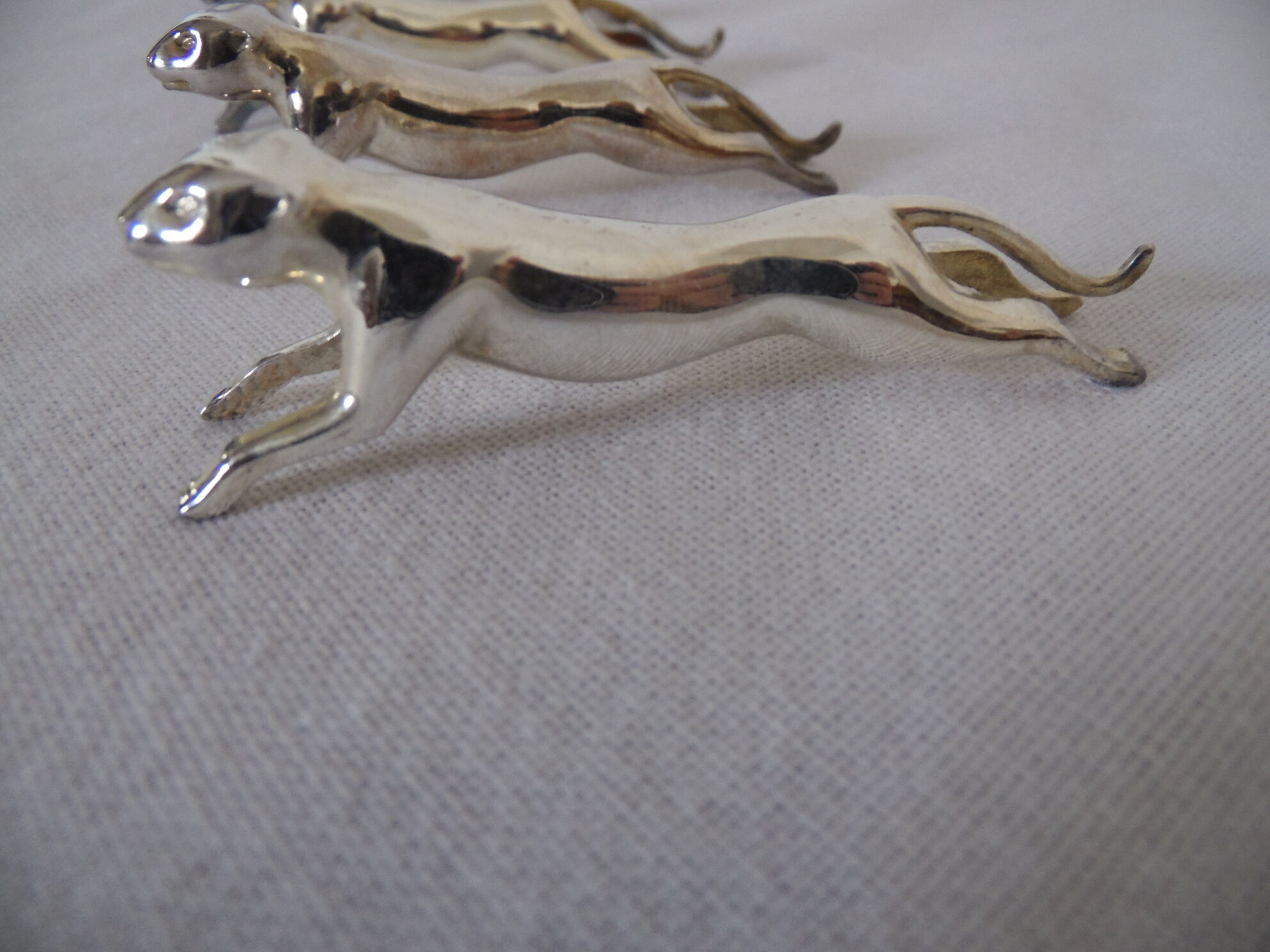 Knife holder silver metal felins