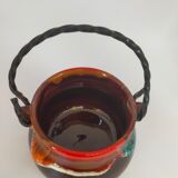 Valauris ceramic cauldron signed