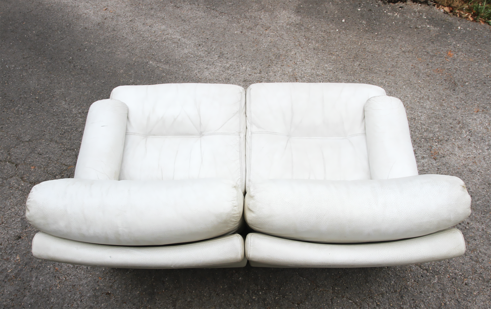 Ligne Roset white leather sofa