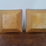 Set of 3 glass dishes with gold decor