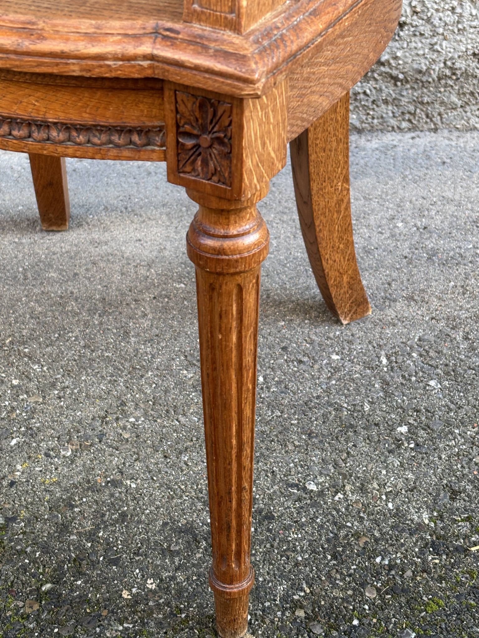 American office chair Louis XVI style wood and caning 1900