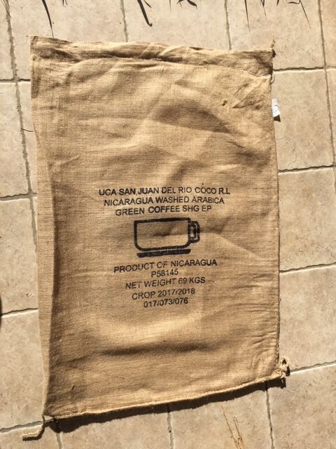 Coffee in burlap bag ma