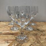 Set of 6 vintage 20th century cut crystal stemmed glasses
