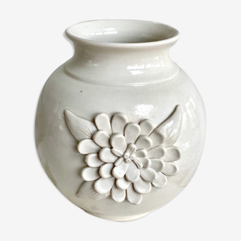 Small ceramic vase with floral relief