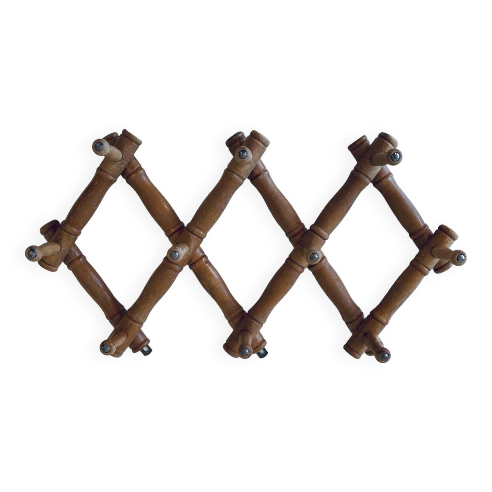 Old wooden wall coat rack