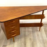 Mid-century triangular desk with drawers