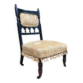 Chaise à nourrice stylé victorien , chauffeuse fin XIXe