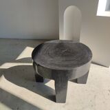 Quadripod coffee table in black monoxyl solid wood