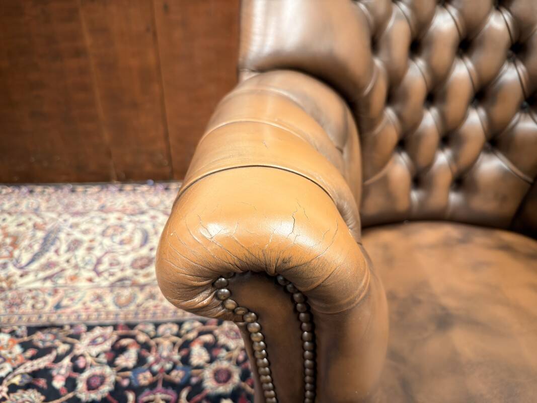 Classic English Chesterfield Director Chair Brown