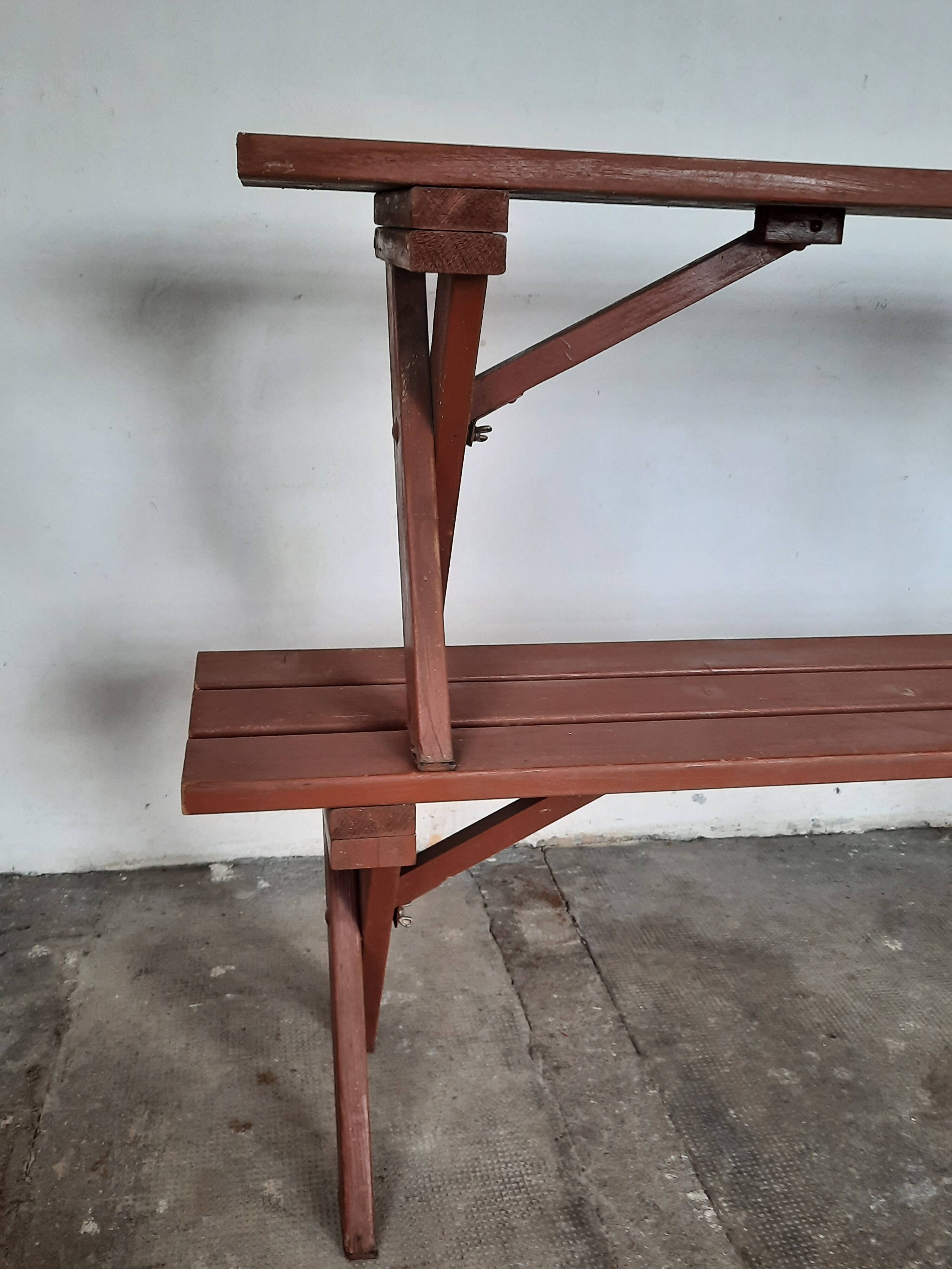 Paire de bancs pliant de  jardin  en bois