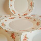 Set of 6 flat plates Arcopal vintage floral decoration