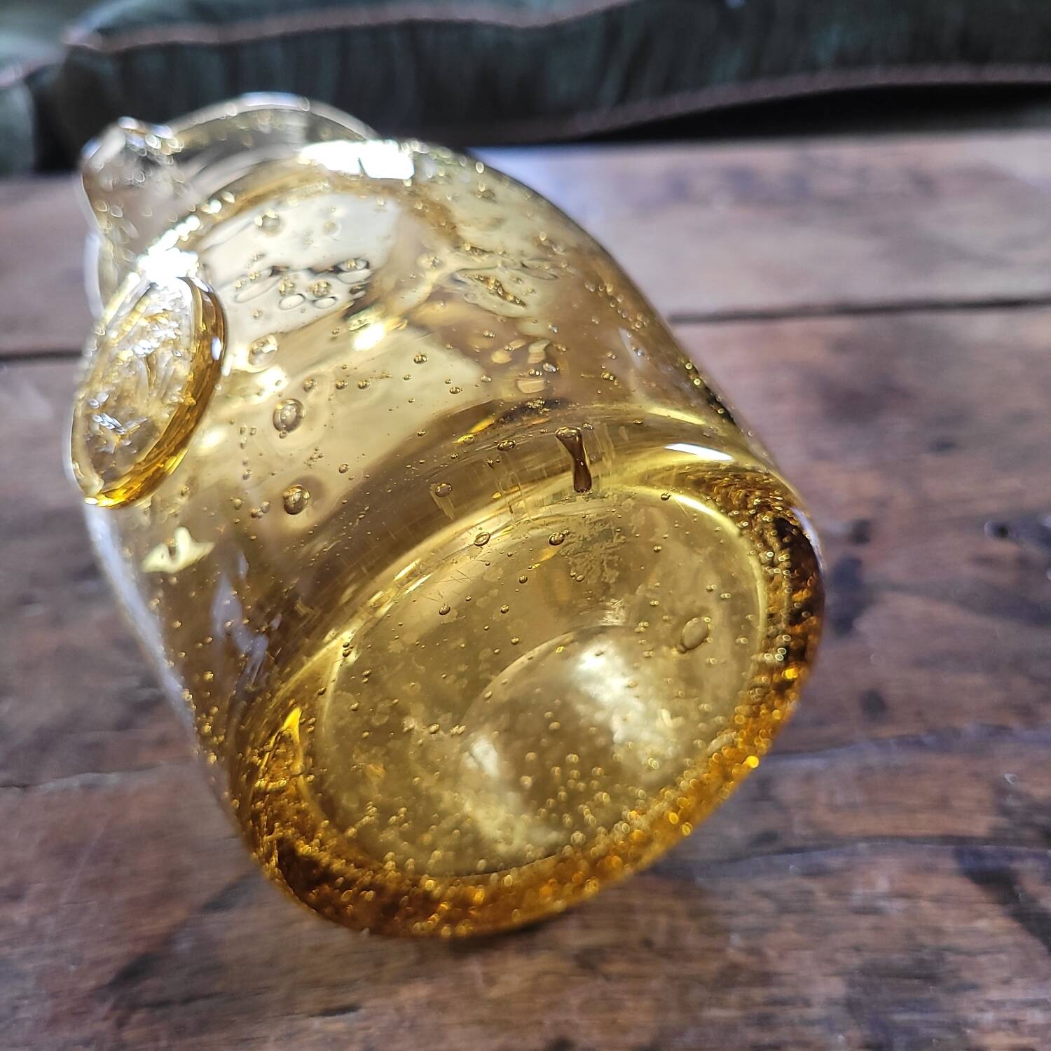 Amber bubble glass pitcher