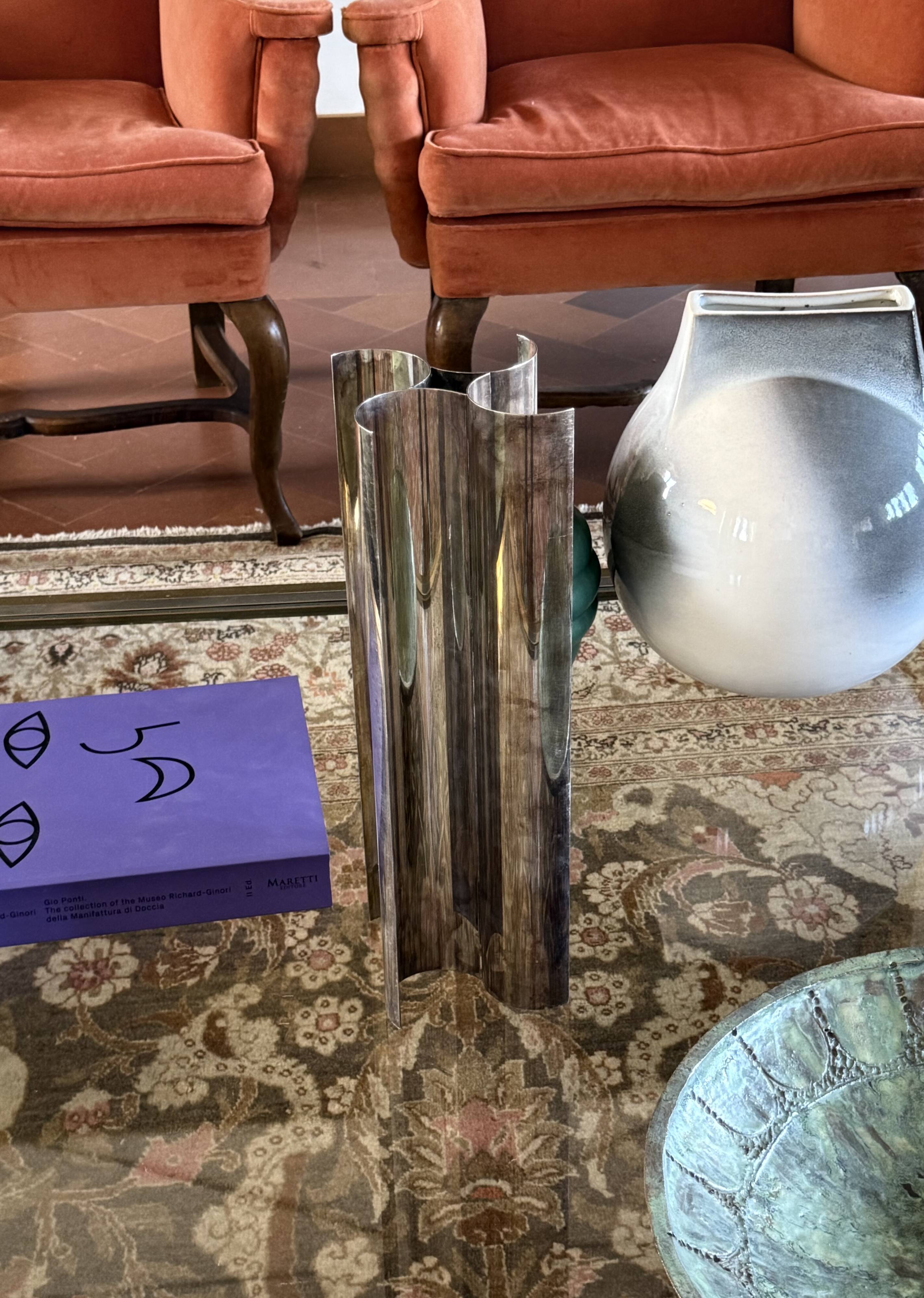 Christian Dior, Silver-plated solifleur sculptural vase, Dior France 1980s