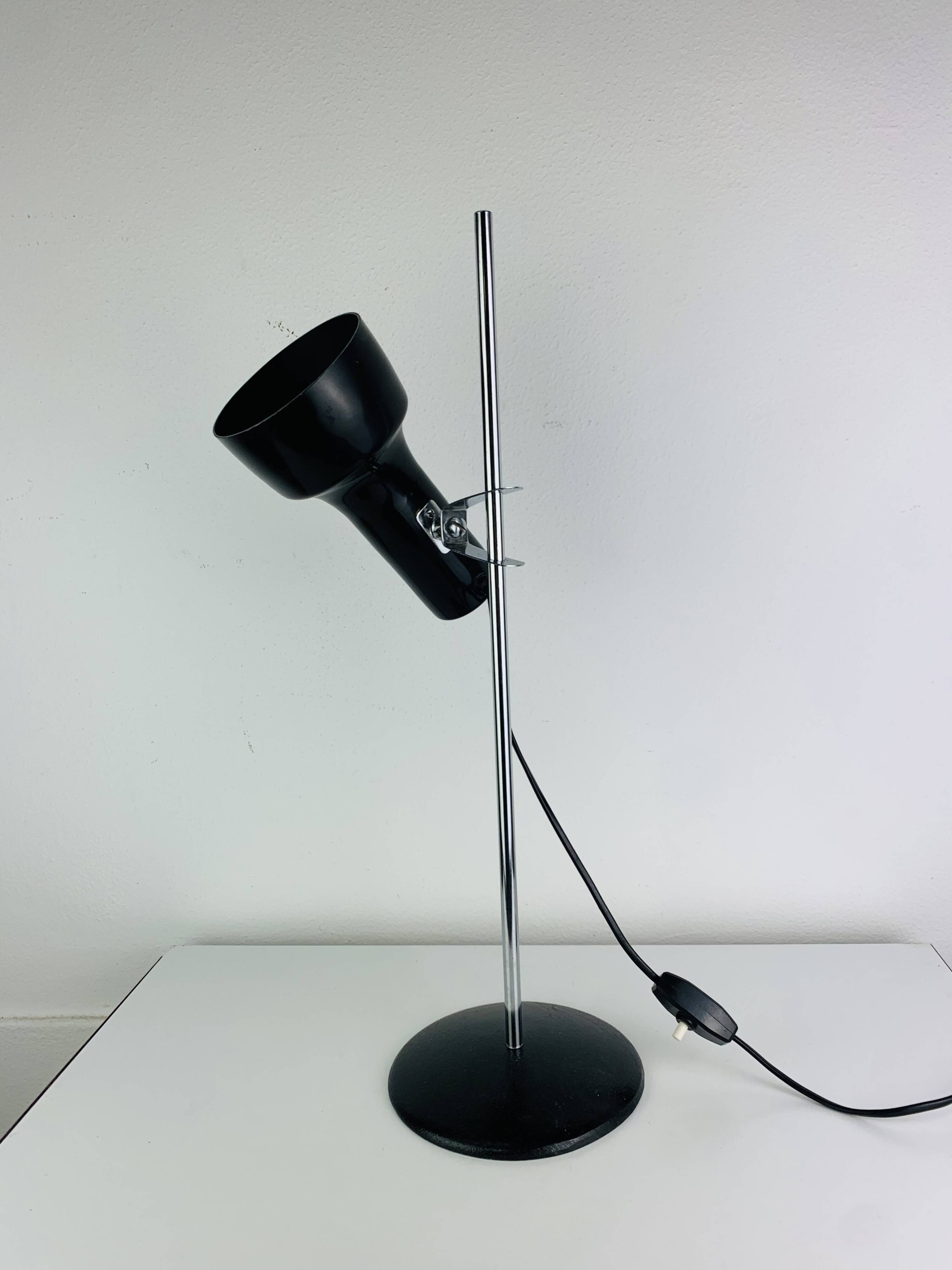 Lampe de bureau spot noir et chrome, années 60, réglable