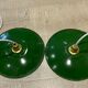 Duo de suspension vintage en tôle émaillée style ferme indus vert et blanc