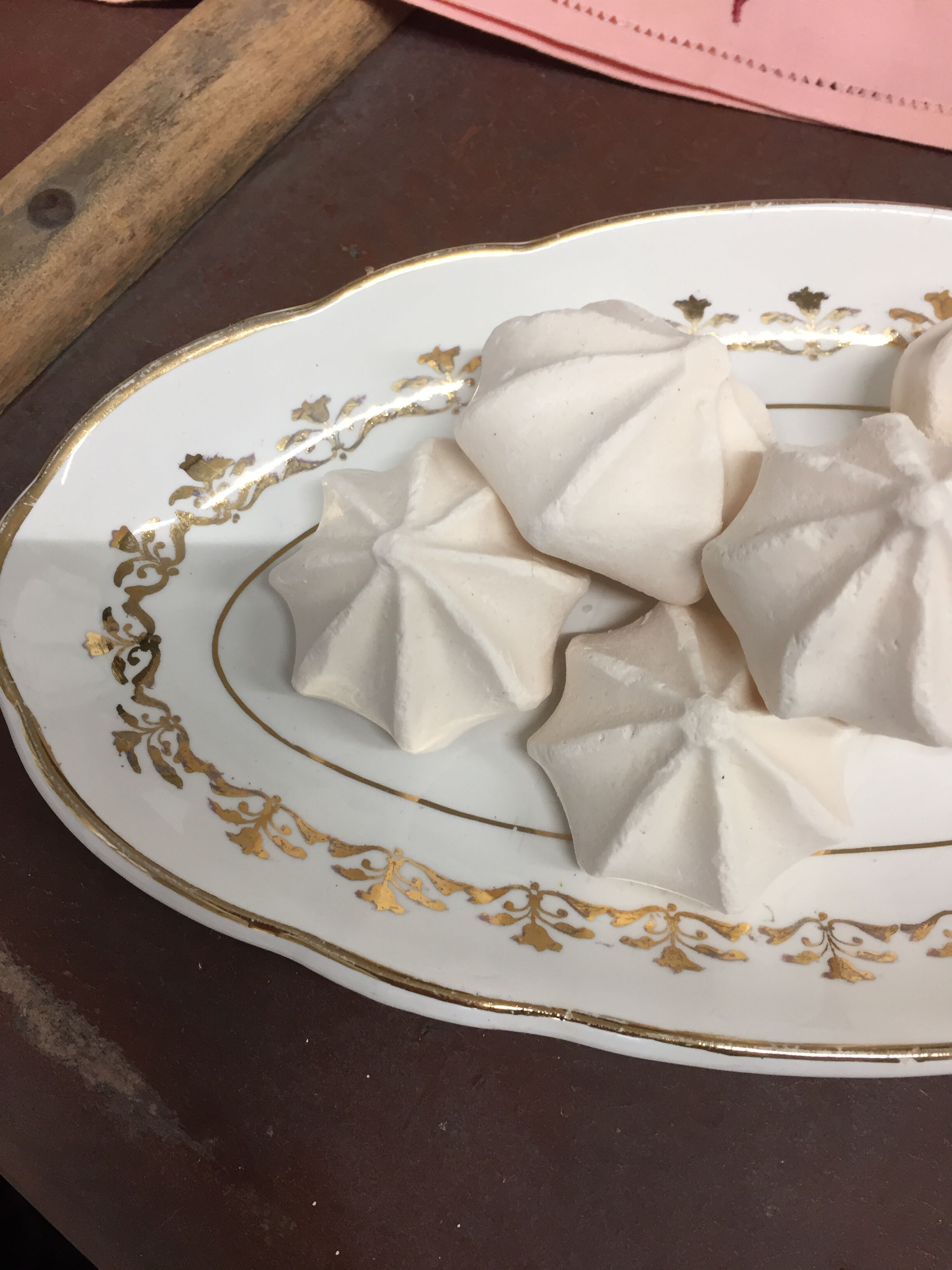 Antique oval shaped white and gold dish made in France Sarreguemines