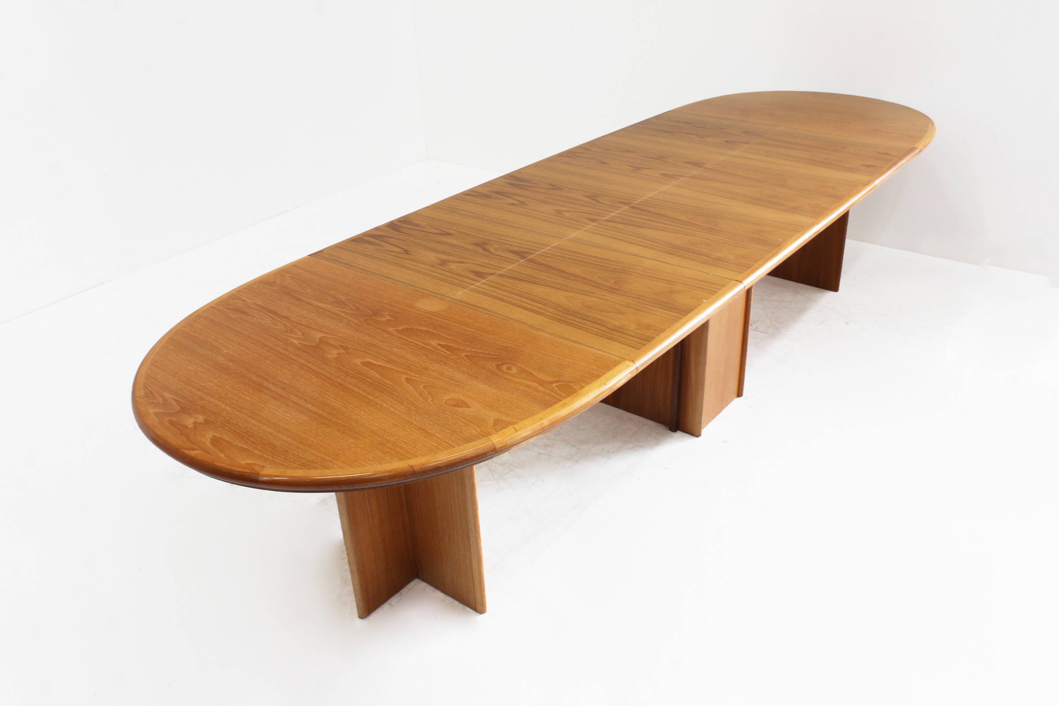 Vintage Danish Large Oval Extendable Dining Table XL 1960s
