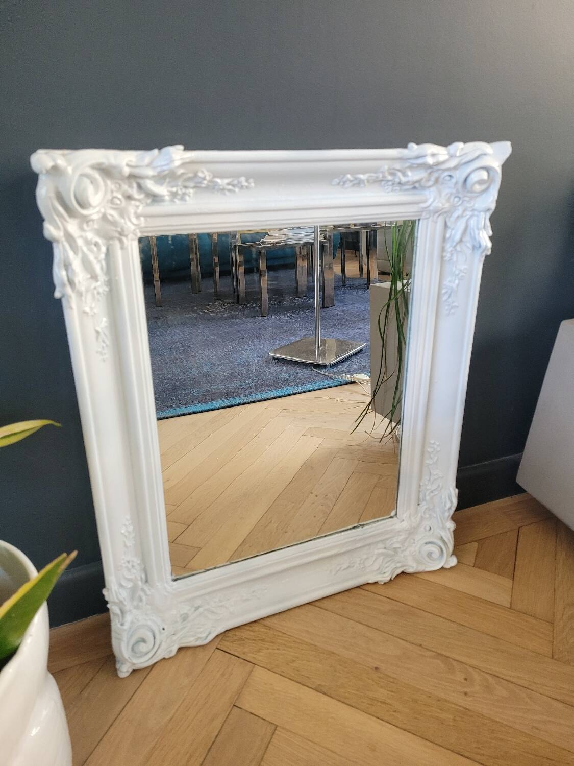 Antique mirror with painted wooden frame