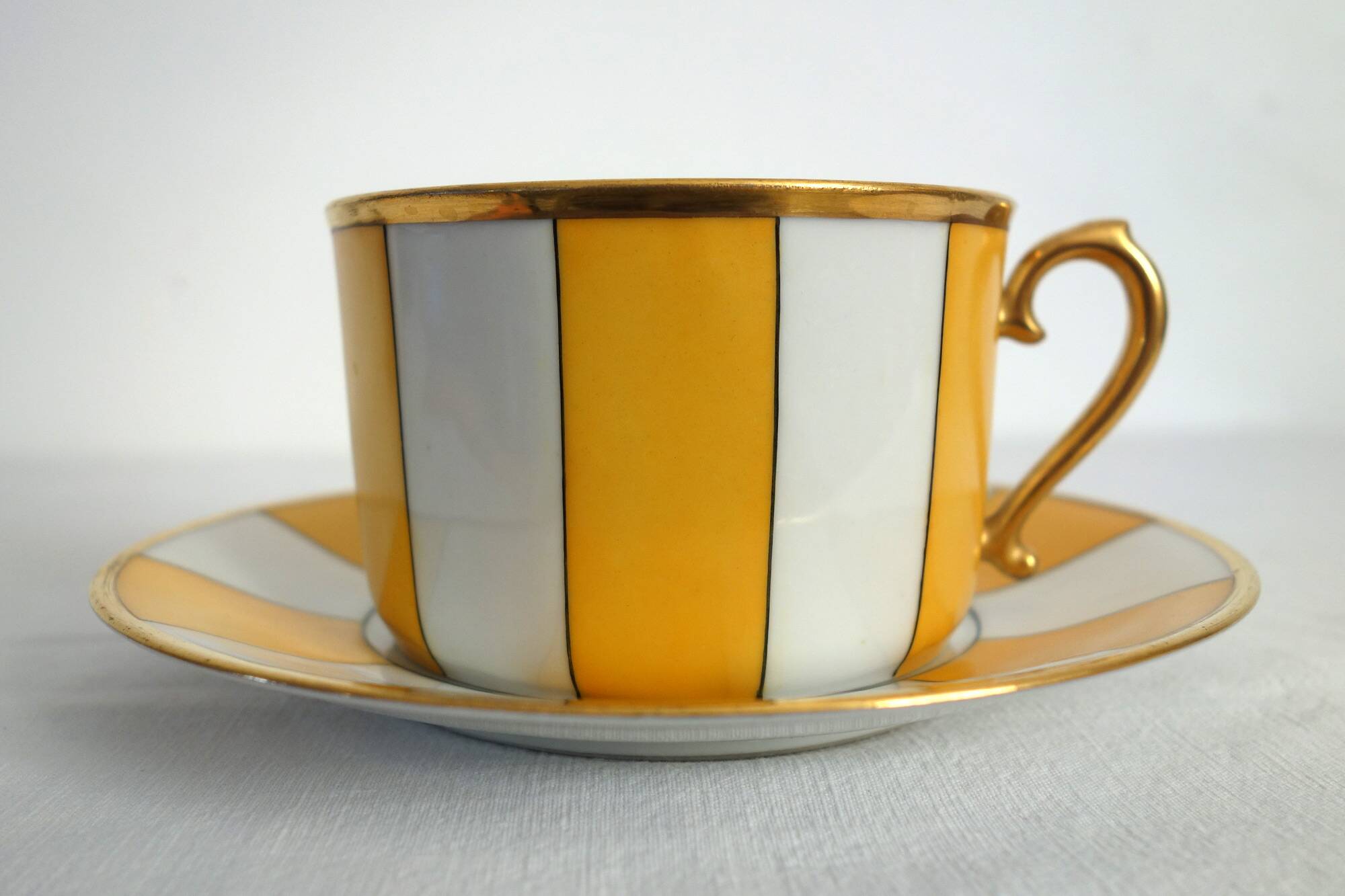 2 vintage Limoges porcelain cups with saucers